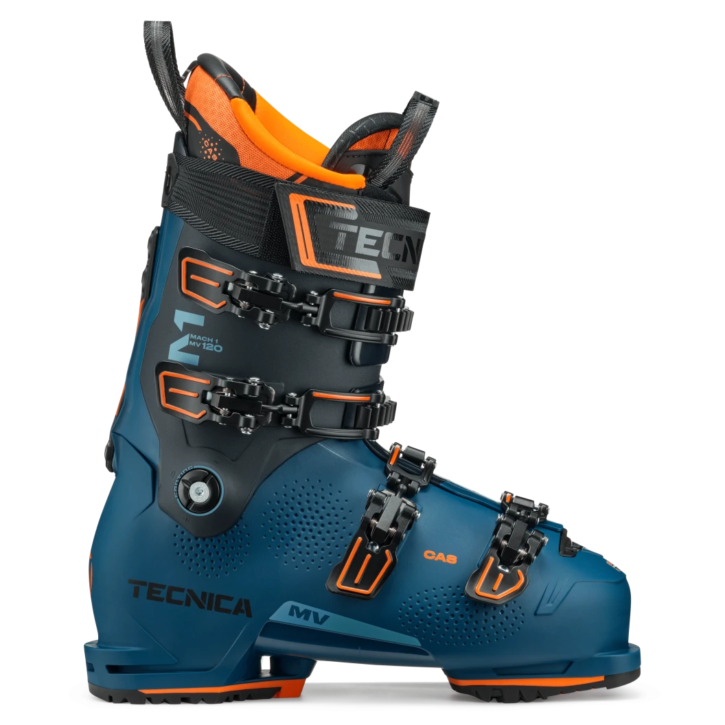 The Sport Blue colorway of the Mach1 120 also has orange highlights to tell that tradidtioanal Tecnica story