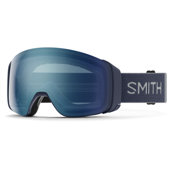 Ski goggle frmo Smith with a blue frame and blue lens.