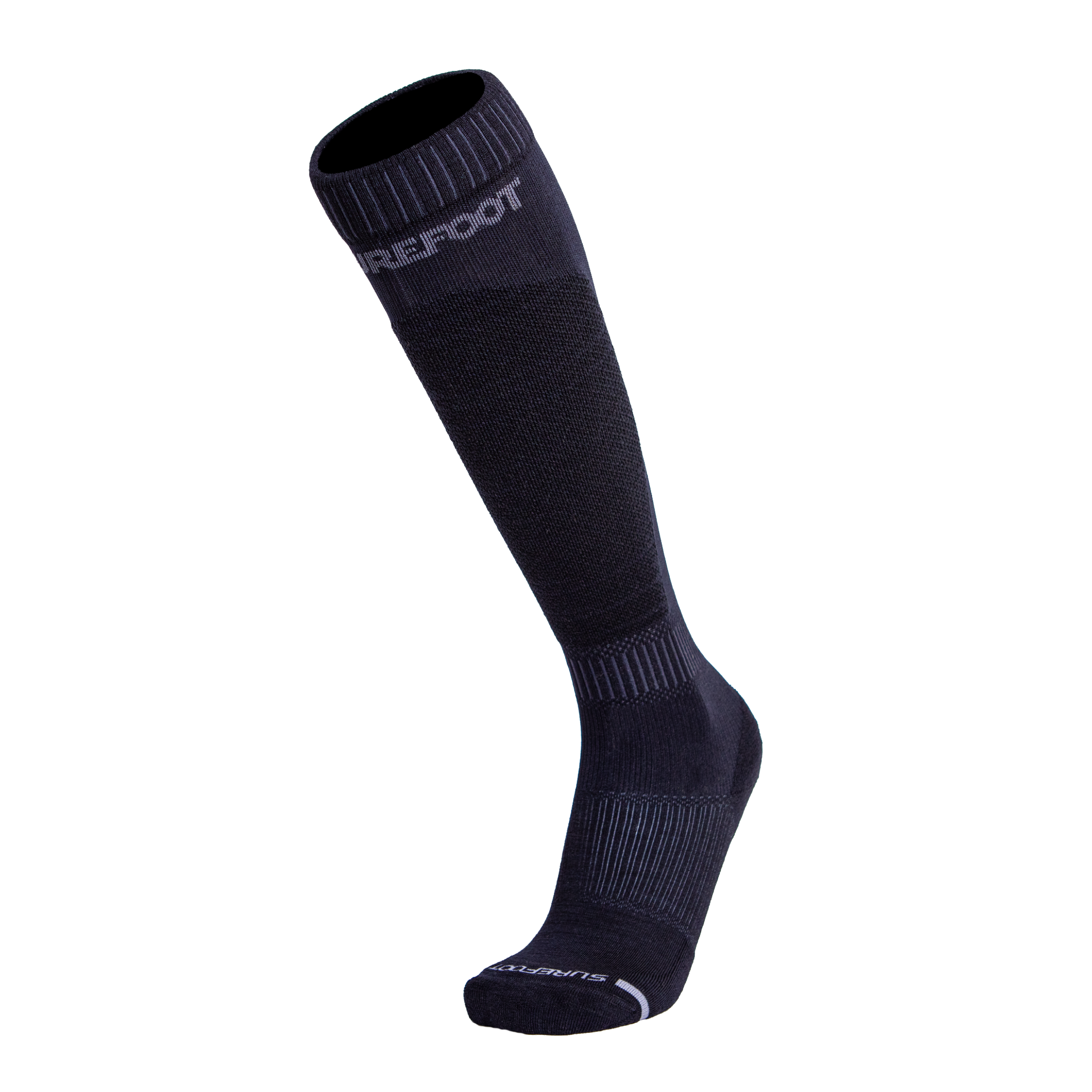 This ski sock has a little bit of padding in the heel, forefoot and around the shin.